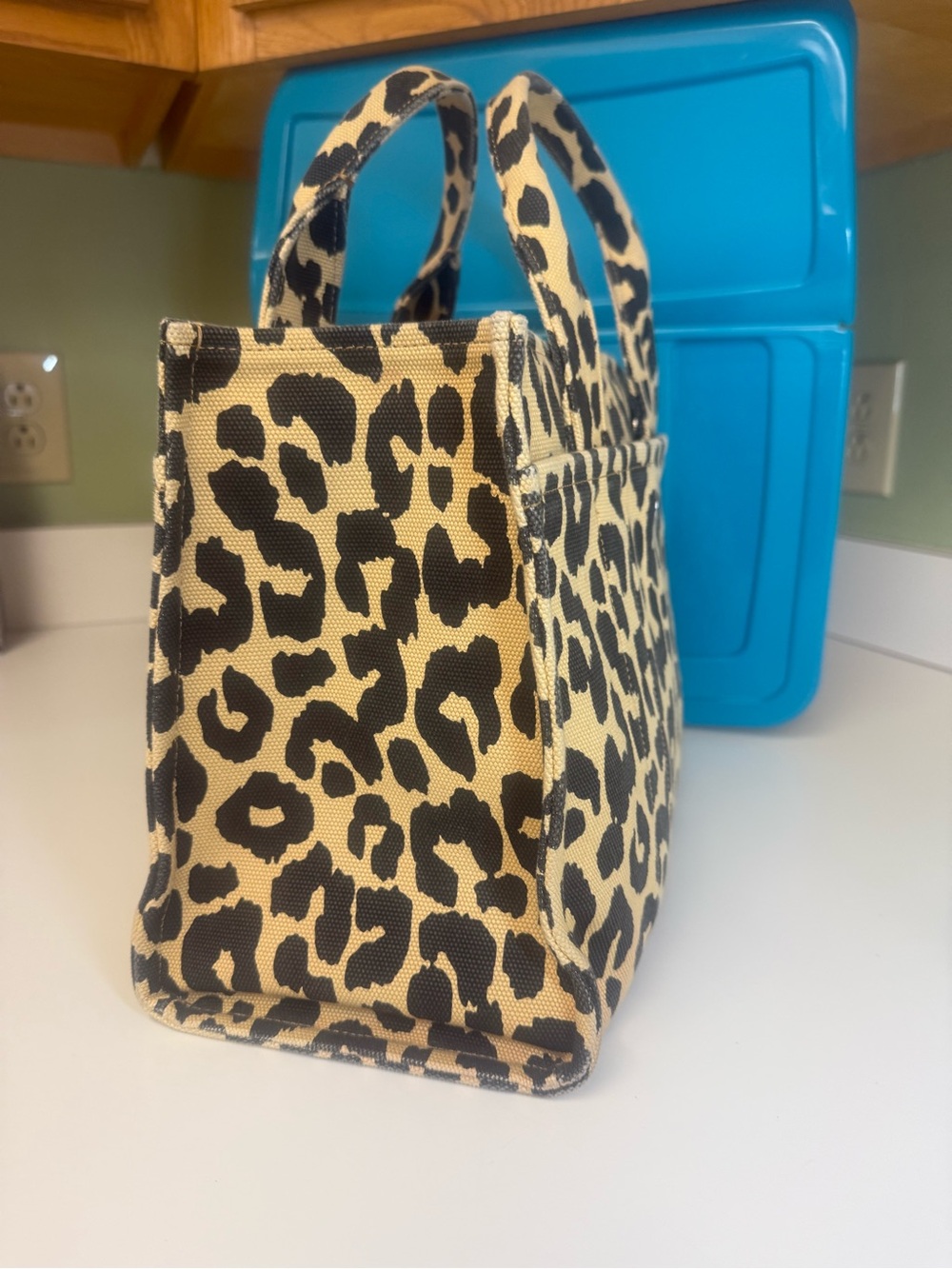 Coach Leopard-Print Canvas Tote in Black and Tan - Picture 2 of 3